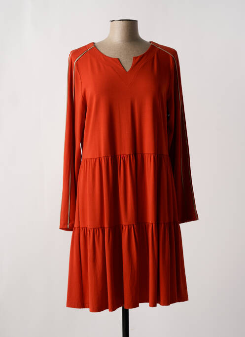 Robe mi-longue orange MALOKA pour femme