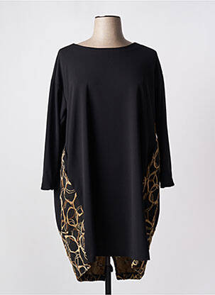 Robe mi-longue manches longues manches longues noir KAKIE femme