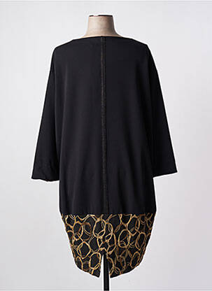Robe mi-longue manches longues manches longues noir KAKIE femme