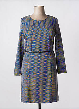 Robe mi-longue imprimé fantaisie manches longues bleu DIANE LAURY femme