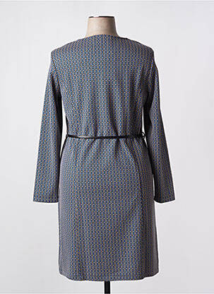 Robe mi-longue imprimé fantaisie manches longues bleu DIANE LAURY femme