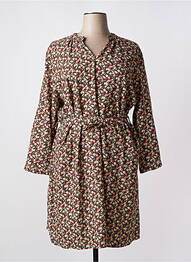 Robe mi-longue imprimé fleurs manches longues vert CHRISTY femme