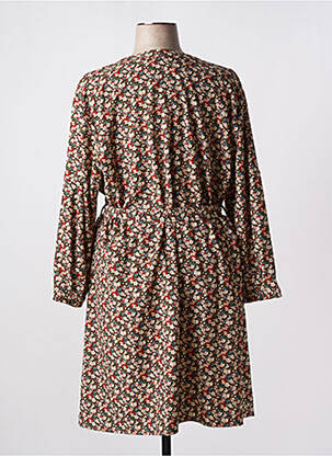 Robe mi-longue imprimé fleurs manches longues vert CHRISTY femme