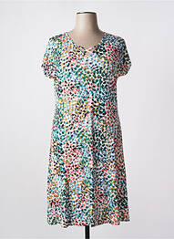 Robe mi-longue imprimé fantaisie manches courtes vert TELMAIL femme