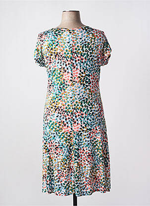 Robe mi-longue imprimé fantaisie manches courtes vert TELMAIL femme