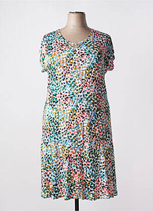 Robe mi-longue coupe fluide manches courtes blanc TELMAIL femme