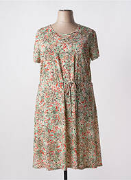Robe mi-longue coupe fluide manches courtes beige DIANE LAURY femme