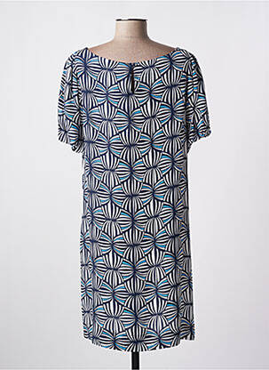 Robe mi-longue coupe fluide manches courtes bleu SURKANA femme