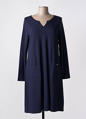 Robe mi-longue manches longues manches longues bleu MALOKA femme