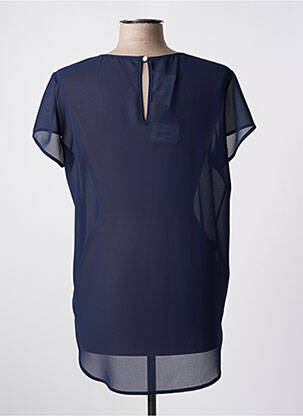 Top tissage crêpe manches courtes bleu EDAS femme