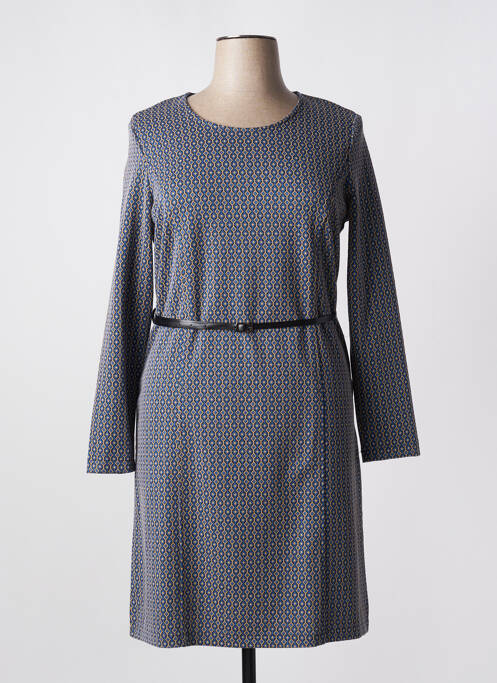 Robe mi-longue imprimé fantaisie manches longues bleu DIANE LAURY femme