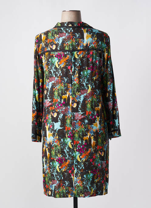 Robe mi-longue coupe fluide manches longues noir MALOKA femme
