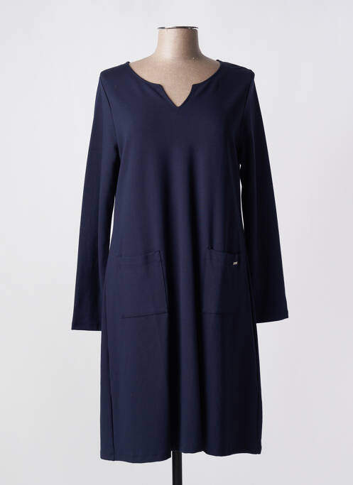 Robe mi-longue manches longues manches longues bleu MALOKA femme