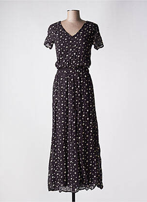 Robe longue imprimé fantaisie manches courtes noir SCHOOL RAG femme