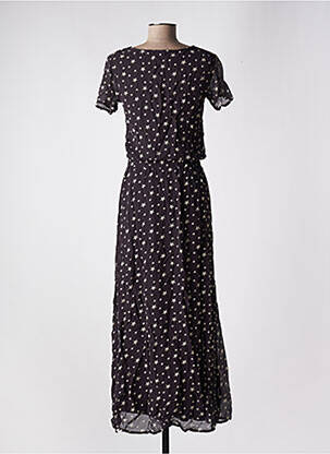 Robe longue imprimé fantaisie manches courtes noir SCHOOL RAG femme