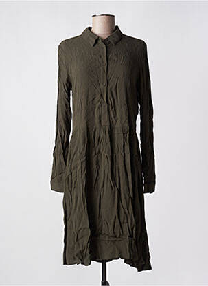 Robe mi-longue manches longues manches longues vert MINIMUM femme