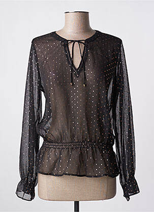 Blouse légère et transparente manches longues noir GRACE & MILA femme