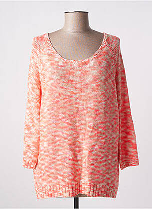 Pull maille souple et aérée manches 3/4 orange SUNCOO femme