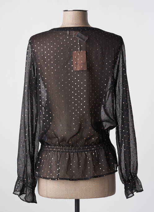 Blouse légère et transparente manches longues noir GRACE & MILA femme