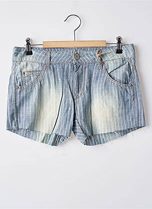 Short fermeture zippée sous rabat boutonné taille basse bleu RWD femme