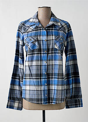 Chemisier coupe droite manches longues bleu OPULLENCE femme