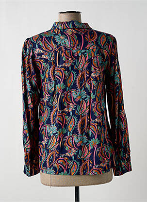 Chemisier tissage popeline manches longues bleu LOLA ESPELETA femme