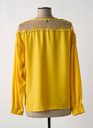 Blouse poignets boutonnés avec fente manches longues jaune UNIKA femme