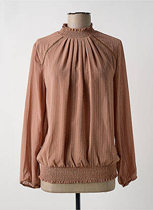Blouse légère et transparente manches longues beige ACBELLE femme