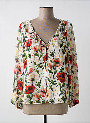 Chemisier imprimé fleurs manches longues beige MAJOLICA femme