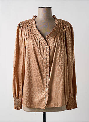 Chemisier coupe fluide manches longues beige V.CODE femme