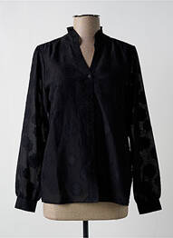 Chemisier imprimé fleurs manches longues noir GEISHA femme