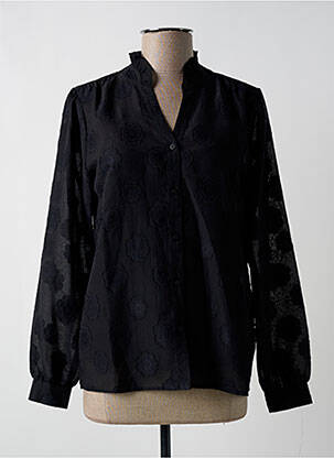 Chemisier imprimé fleurs manches longues noir GEISHA femme