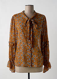 Chemisier imprimé fleurs manches longues orange CONTEMPLAY femme