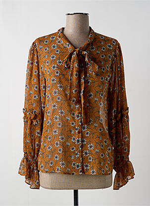 Chemisier imprimé fleurs manches longues orange CONTEMPLAY femme