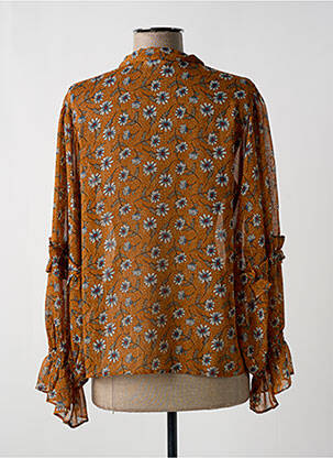 Chemisier imprimé fleurs manches longues orange CONTEMPLAY femme