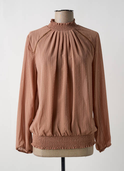 Blouse légère et transparente manches longues beige ACBELLE femme