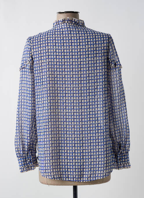 Chemisier coupe fluide manches longues bleu JS MILLENIUM femme