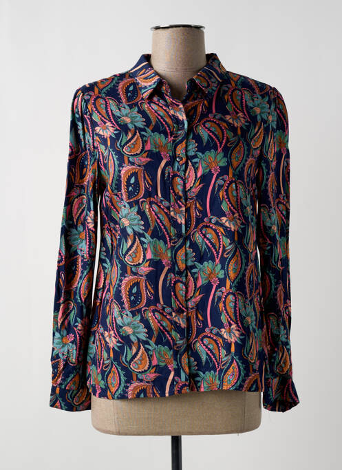 Chemisier tissage popeline manches longues bleu LOLA ESPELETA femme