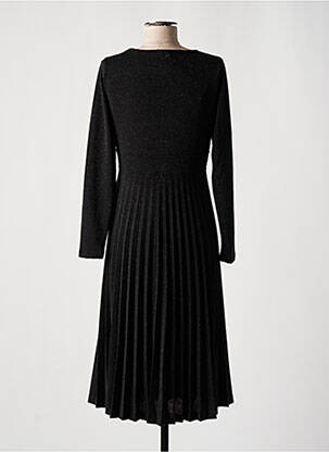 Robe mi-longue coupe fluide manches longues noir MALOKA femme