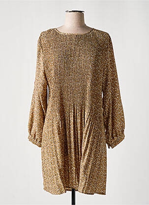 Robe mi-longue manches longues manches longues beige CHRISTY femme