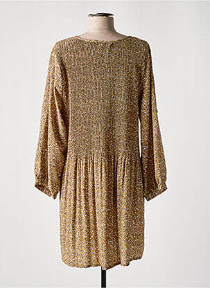 Robe mi-longue coupe fluide manches longues beige CHRISTY femme