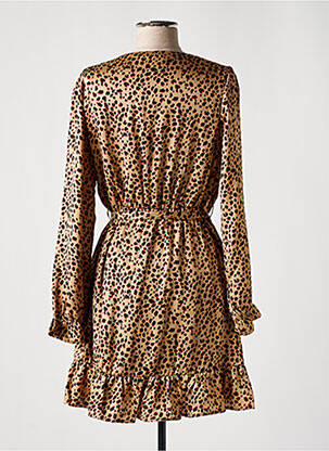 Robe mi-longue coupe fluide manches longues beige MOD. STYLE femme