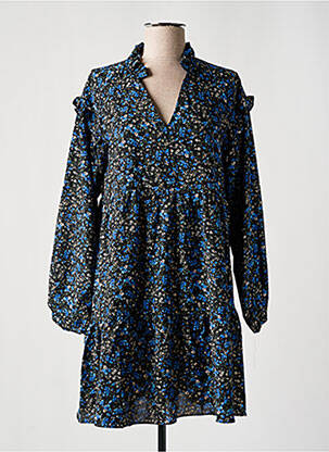 Robe courte imprimé fleurs manches longues bleu MUSY MUSE femme