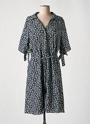 Robe mi-longue coupe fluide manches 3/4 bleu A BELLE femme