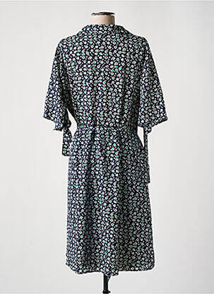 Robe mi-longue coupe fluide manches 3/4 bleu A BELLE femme