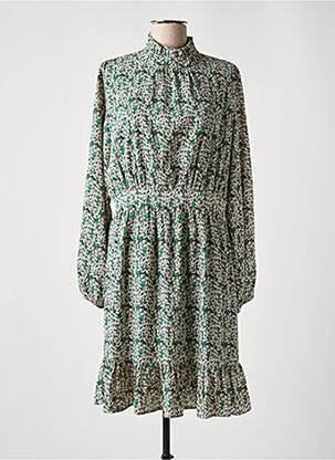 Robe mi-longue coupe fluide manches longues vert ESCANDELLE femme