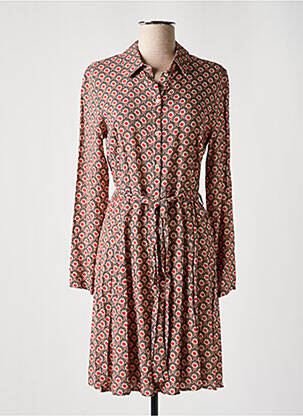 Robe mi-longue coupe fluide manches longues rouge C'EST BEAU LA VIE femme