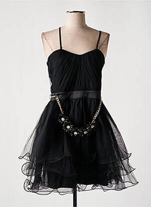 Robe courte fermeture zippée au dos fines bretelles noir RINASCIMENTO femme