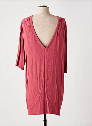 Robe courte coupe fluide manches longues rose AMERICAN VINTAGE femme