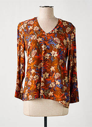 Top imprimé fantaisie manches longues marron LE PETIT BAIGNEUR femme